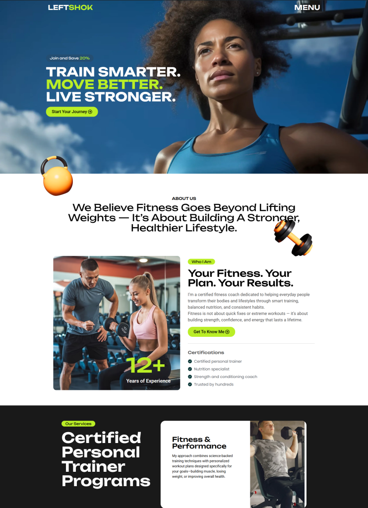 Fitness Coach Website Development