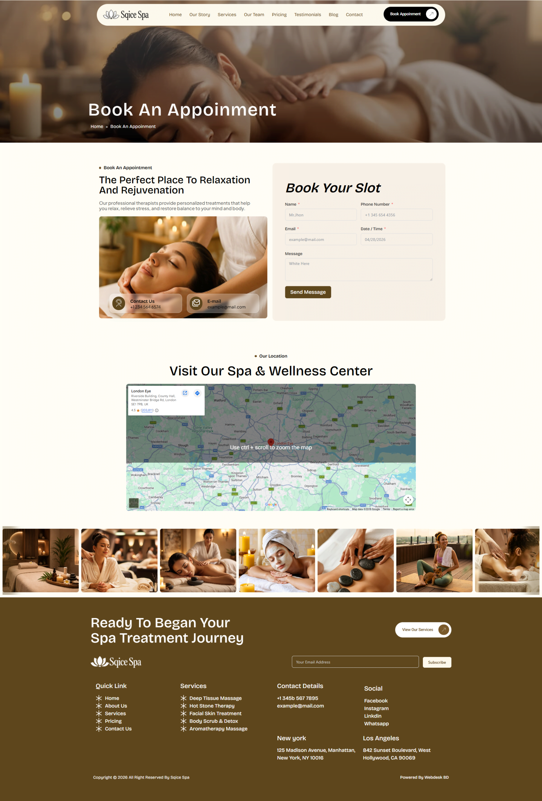 Spa and wellness booking an appoinment